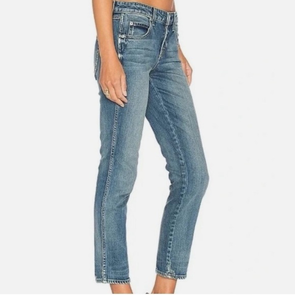 AMO Kate Straight Leg Jeans Denim Pants Mid Rise Girl Crush Wash Blue Size 27 - Picture 2 of 16